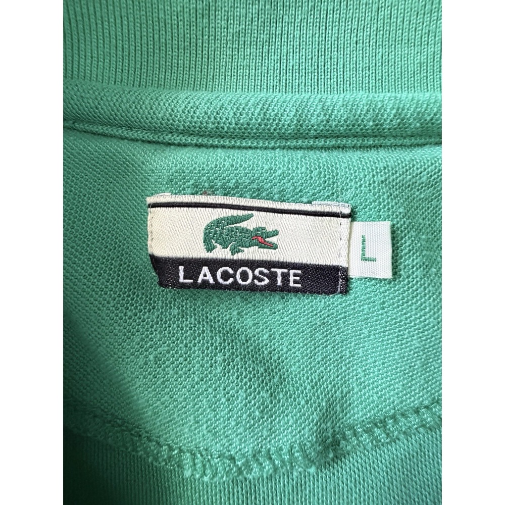 Lacoste Short Sleeve Polo Shirt Solid Green Embroidered Gator Logo Large JBHS - Picture 10 of 11
